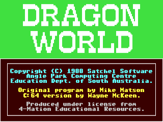 Dragonworld title screen for Commodore 64